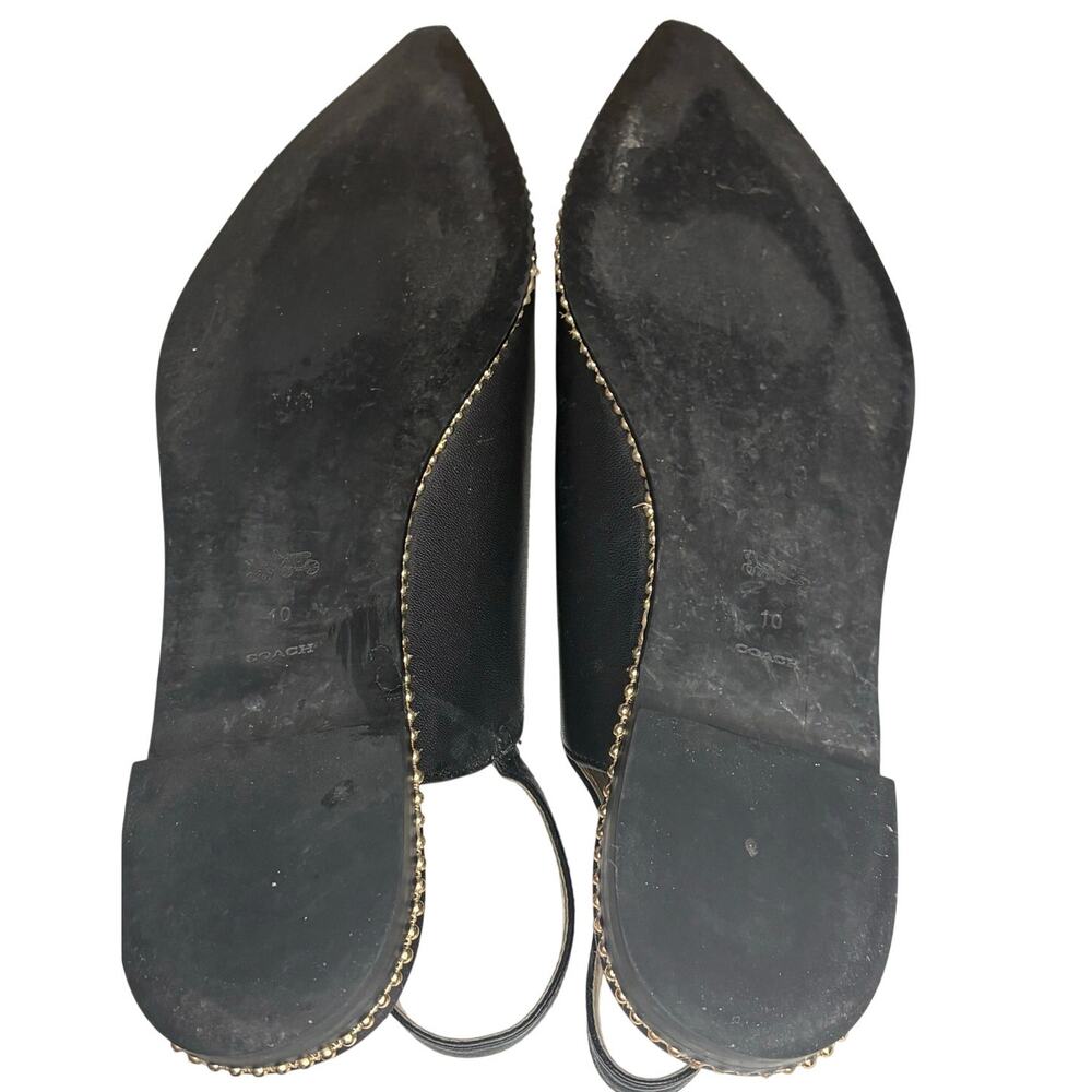Coach Vae Leather Skimmer Flat Black Slingback Pointed Toe Size 10B - Picture 8 of 8